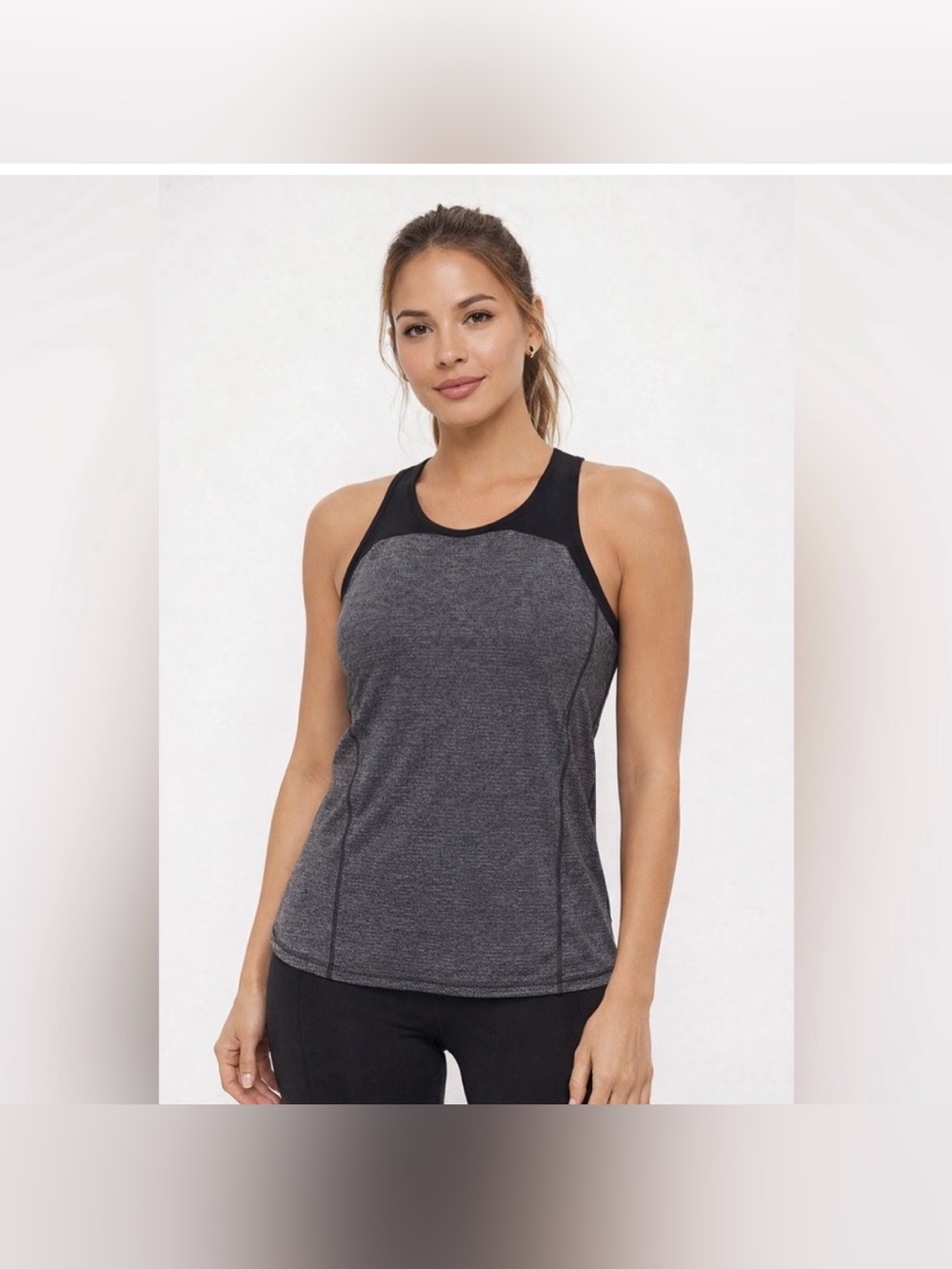Lululemon Clip-In Tank Seriously Light Luon Gray Black Size 8 NWT